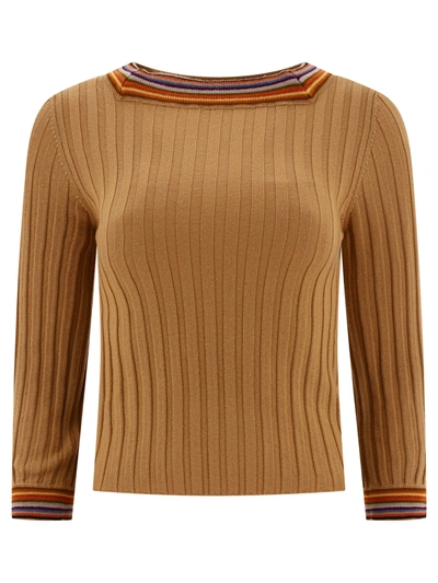 Shop Etro Sweater With Striped Neck