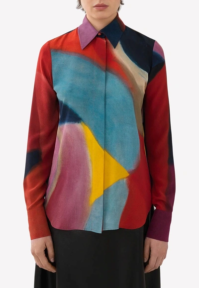 Shop Chloé Caroline Denervaud Abstract-print Long-sleeved Shirt In Multicolor