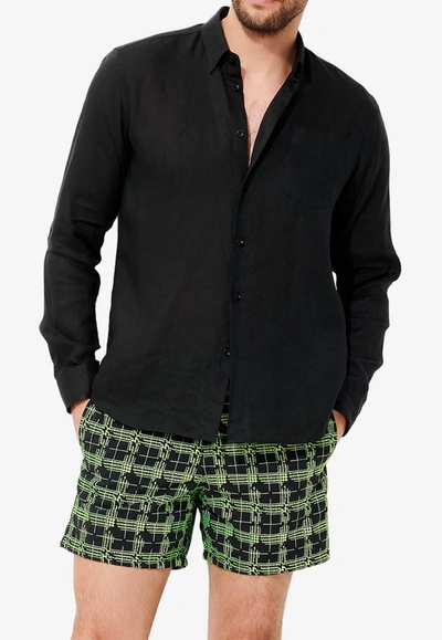 Shop Vilebrequin Caroubis Solid Shirt In Linen In Black