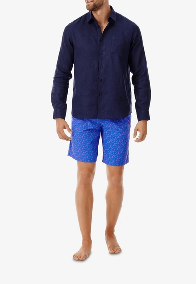 Shop Vilebrequin Caroubis Solid Shirt In Linen In Blue