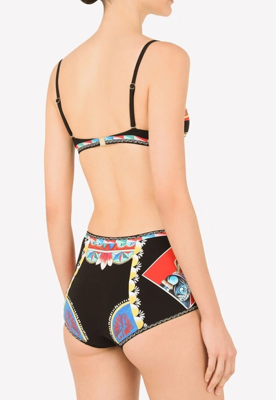 Shop Dolce & Gabbana Carretto Print Bikini In Technical Fabric In Multicolor