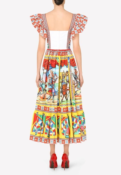 Shop Dolce & Gabbana Carretto Print Cotton Poplin Bustier Dress In Multicolor