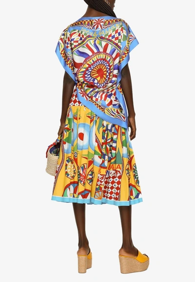Shop Dolce & Gabbana Carretto Print Pleated Midi Skirt In Multicolor