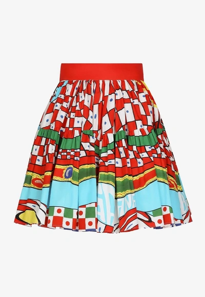 Dolce & Gabbana Carretto Print Pleated Mini Skirt In Multicolor