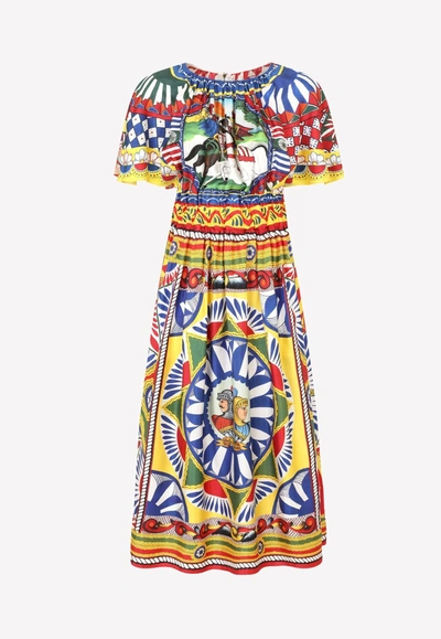 Dolce & Gabbana Multicolour Graphic-print Mid-length Dress In Multicolor