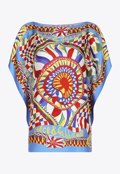 Dolce & Gabbana Carretto Print Silk Top In Multicolor
