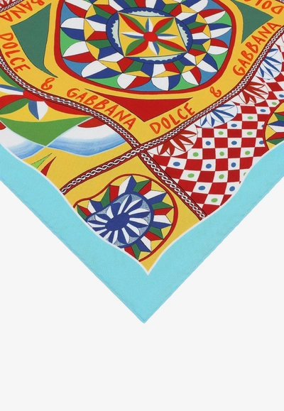 Shop Dolce & Gabbana Carretto Print Small Silk Scarf In Multicolor
