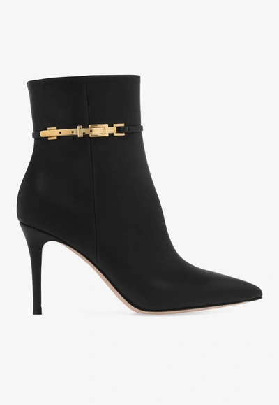 Shop Gianvito Rossi Carrey 85 Calf Leather Ankle Boots In Black
