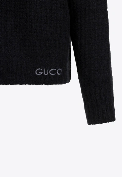 Shop Gucci Cashmere Logo-embroidered Sweater In Black