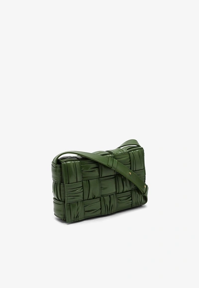 Shop Bottega Veneta Cassette Crossbody Bag In Foulard Intreccio Leather In Avocado