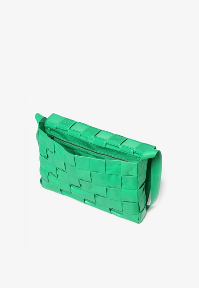 Shop Bottega Veneta Cassette Maxi Intrecciato Crossbody Bag In Calf Leather In Parakeet