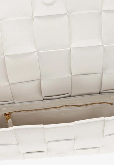 Shop Bottega Veneta Cassette Shoulder Bag In Intreccio Leather In White