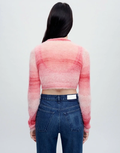Shop Re/done Cropped Crewneck Cardigan In Xs