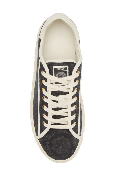 Shop Versace Barocco Greca Low Top Sneaker In Black White-light Gold