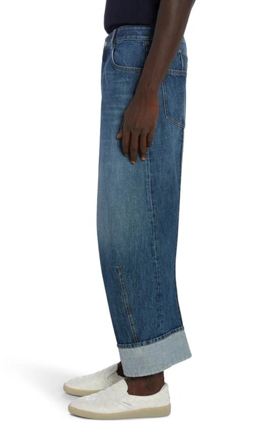 Shop Bottega Veneta Curved Nonstretch Denim Jeans In Mid Blue