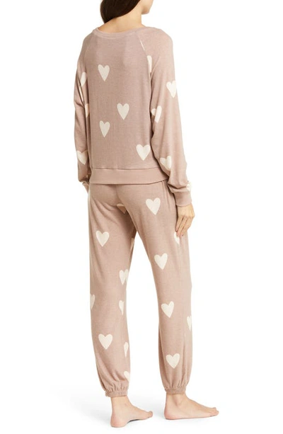 Shop Honeydew Intimates Star Seeker Jersey Pajamas In Brown Sugar Hearts