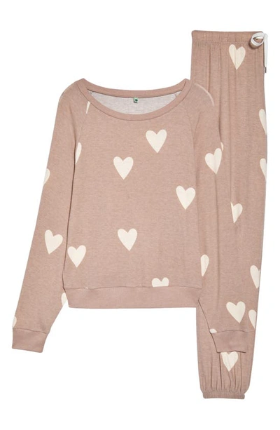 Honeydew Intimates Star Seeker Pajamas In Brown Sugar Hearts