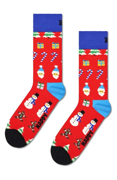 Shop Happy Socks Assorted 3-pack Christmas Crew Socks Gift Set In Red