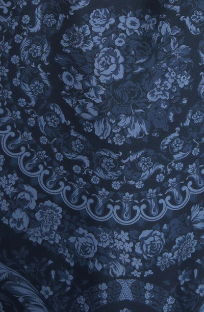 Versace All-over Barroco Print Silk Shirt In Navy Blue