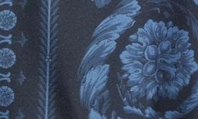 Versace All-over Barroco Print Silk Shirt In Navy Blue