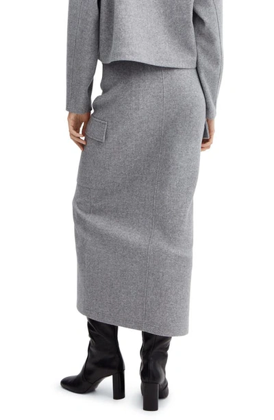Shop Mango Max Knit Cargo Maxi Skirt In Medium Grey