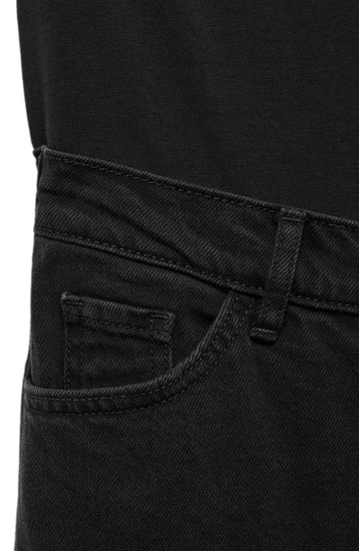 Shop Mango Over The Bump Straight Leg Maternity Jeans In Black Denim