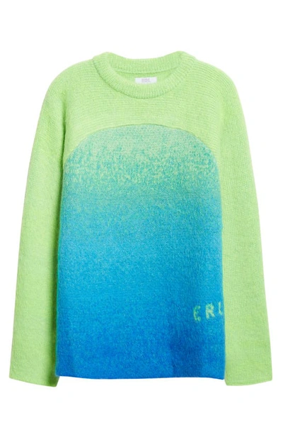 Shop Erl Gender Inclusive Gradient Rainbow Mohair & Wool Blend Sweater In Green