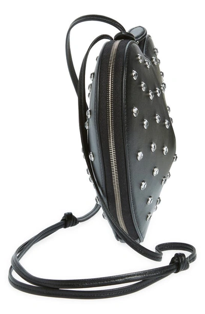 Shop Alaïa Le Coeur Crystal Embellished Lambskin Leather Crossbody Bag In Noir