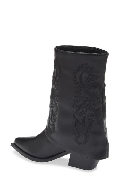Azalea Wang Portabella Foldover Shaft Pointed Toe Bootie In Black