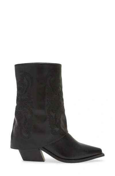 Azalea Wang Portabella Foldover Shaft Pointed Toe Bootie In Black