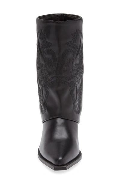 Azalea Wang Portabella Foldover Shaft Pointed Toe Bootie In Black