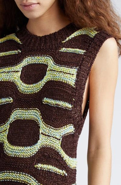Shop Ulla Johnson Arabella Abstract Print Sleeveless Maxi Sweater Dress In Laguna