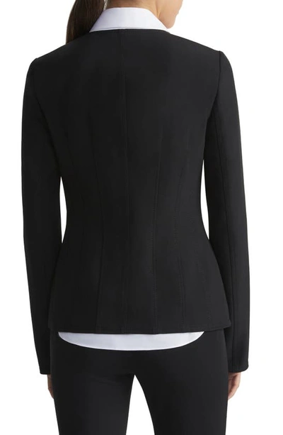 Shop Lafayette 148 Acclaimed Stretch Fitted Zip Jacket In Black