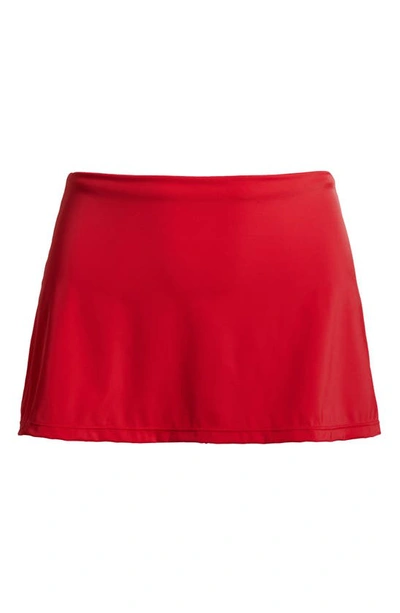 Shop Andie Skirted Bikini Bottoms In Cherry Red