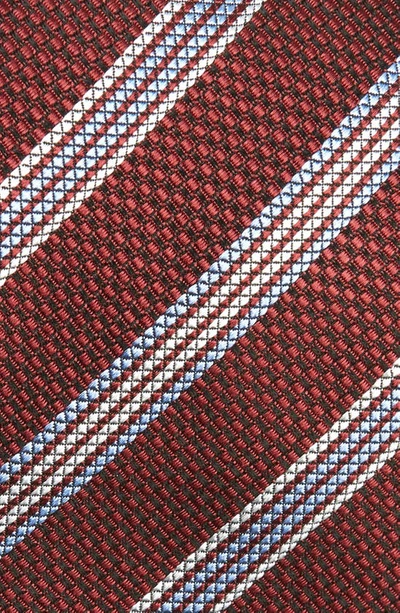 Shop Zegna Ties Jacquard Stripe Silk Tie In Dark Red Stripe