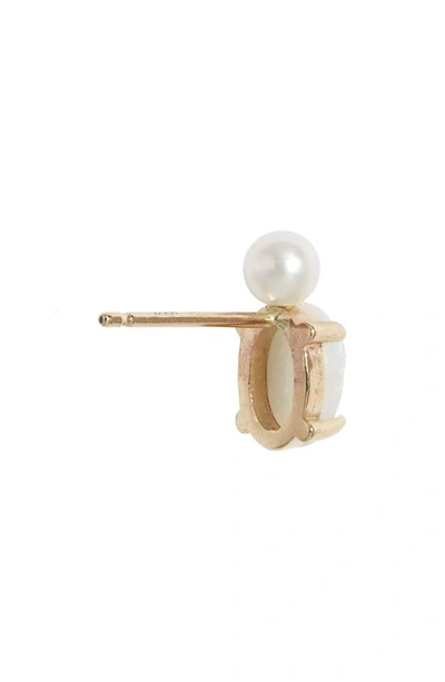 Shop Poppy Finch Opal & Cultured Pearl Stud Earrings In 14kyg