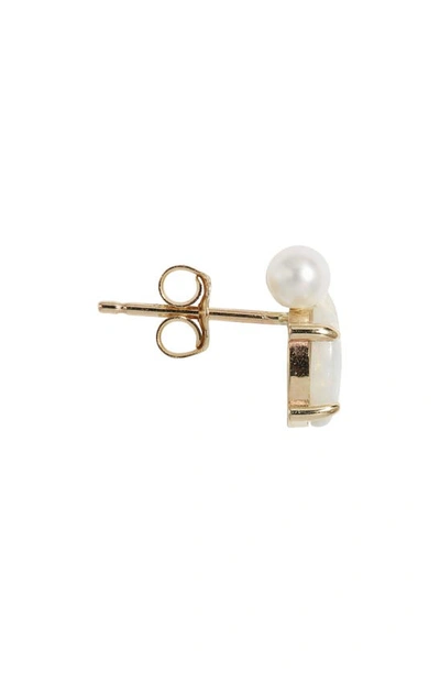 Shop Poppy Finch Opal & Cultured Pearl Stud Earrings In 14kyg