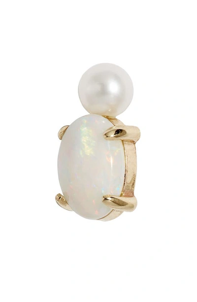 Shop Poppy Finch Opal & Cultured Pearl Stud Earrings In 14kyg