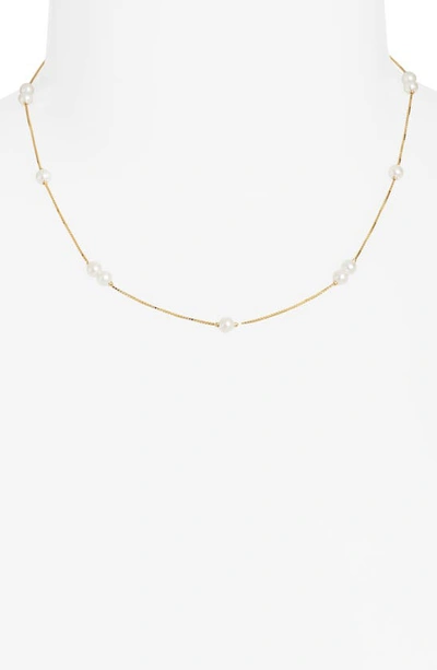 Shop Poppy Finch Cultured Pearl Station Necklace In 14kyg
