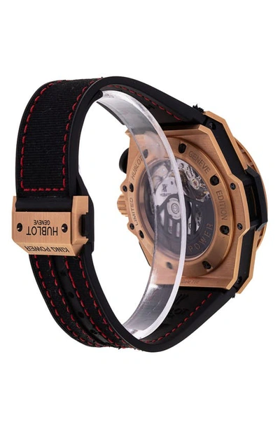 Shop Watchfinder & Co. Hublot  2011 Big Bang King Power Chronograph Fabric & Rubber Strap Watch, 48mm In Black