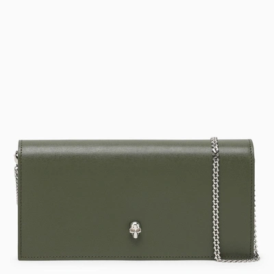 Shop Alexander Mcqueen Khaki Chain Wallet In Leather Women In Green