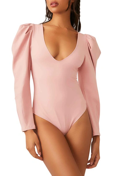 Shop Free People Va Va Voop Long Sleeve Bodysuit In Pink