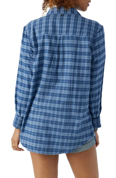 Shop O'neill Brooks Oversize Plaid Cotton Flannel Button-up Shirt In Classic Blue