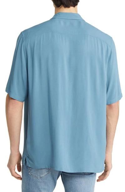Shop Allsaints Venice Relaxed Fit Short Sleeve Button-up Camp Shirt In Riviera Blue