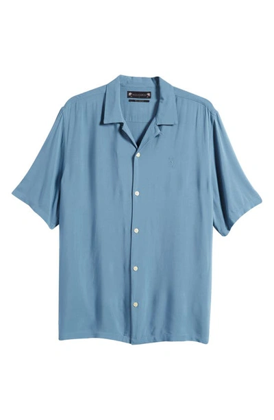 Shop Allsaints Venice Relaxed Fit Short Sleeve Button-up Camp Shirt In Riviera Blue