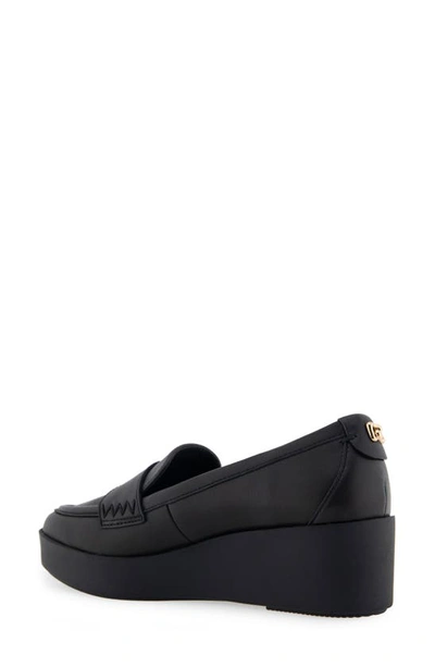 Shop Aerosoles Cetara Wedge Penny Loafer In Black Leather