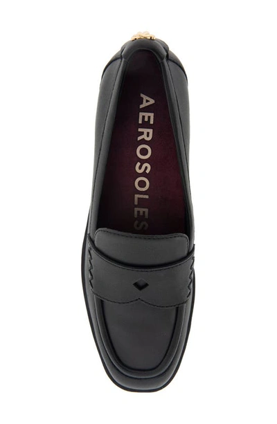 Shop Aerosoles Cetara Wedge Penny Loafer In Black Leather