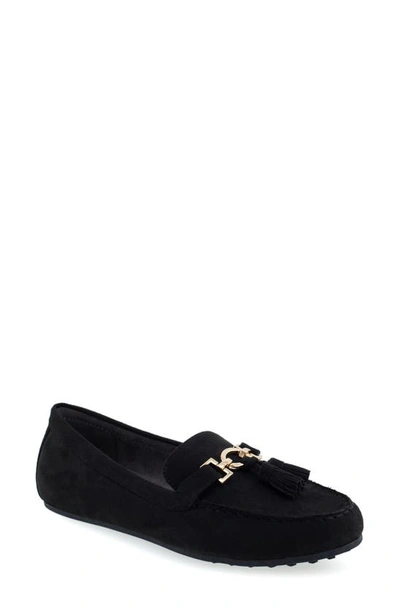 Aerosoles Deanna Tassel Loafer In Black Faux Suede