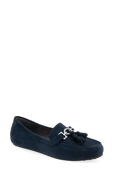 Shop Aerosoles Deanna Tassel Loafer In Navy Faux Suede