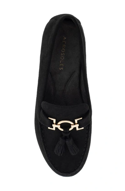 Aerosoles Deanna Tassel Loafer In Black Faux Suede